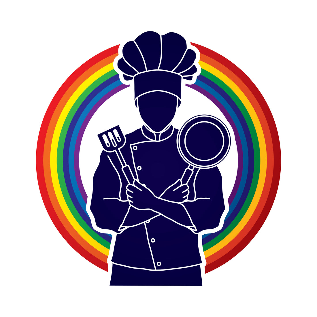 LGBTQ Chef with rainbow backdrop | Big Queer Food Fest